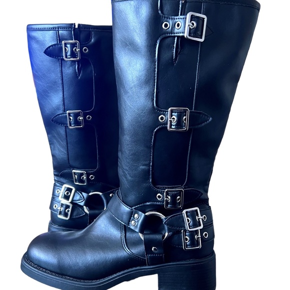 Madden Girl Shoes - MADDEN GIRL BLACK BIKER BOOTS